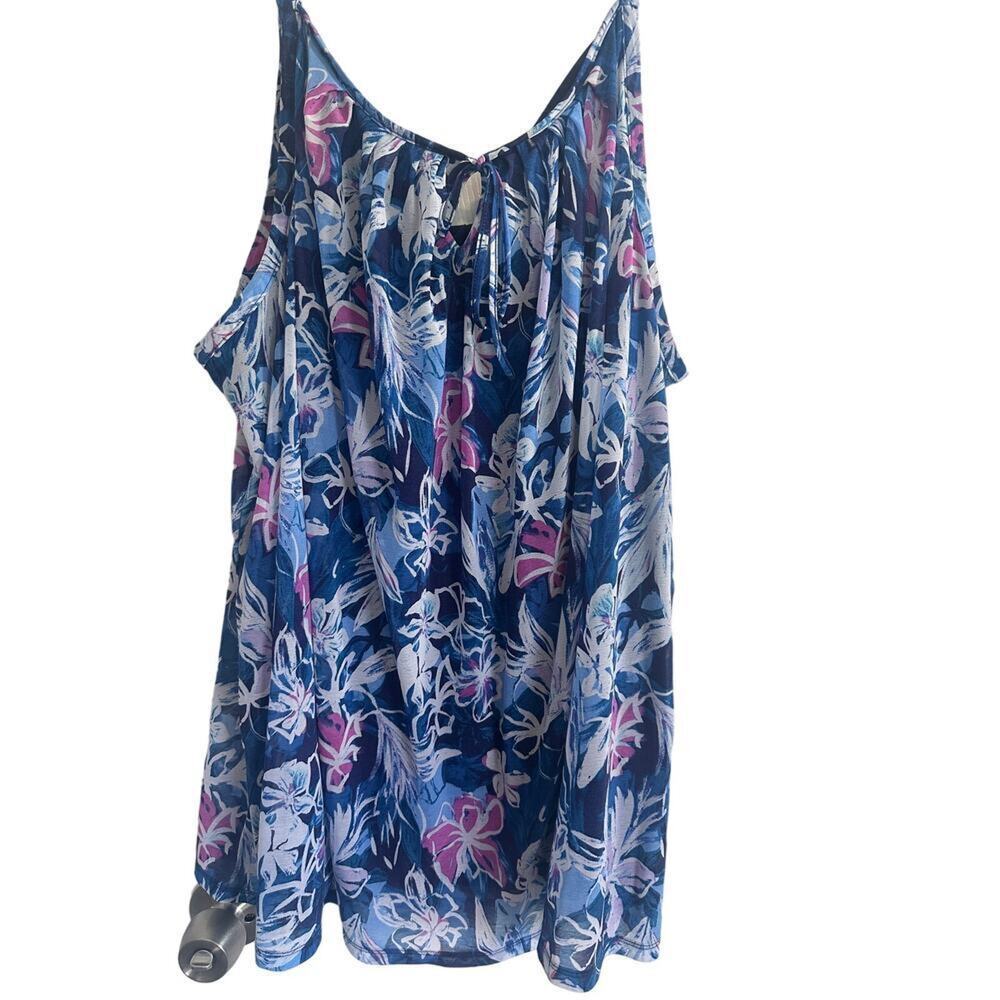 Lane Bryant Blue Floral Layered Chiffon Tank - Size 26/28 - Picture 7 of 10